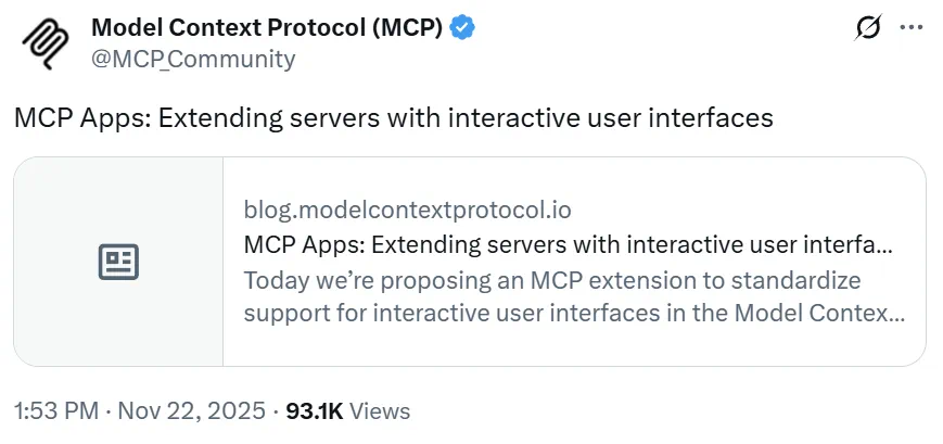 OpenAI与Anthropic联手力推：MCP Apps提案发布，告别纯文本交互